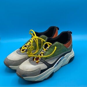Dior Green and Gray Sneakers‎ with Yellow Accents